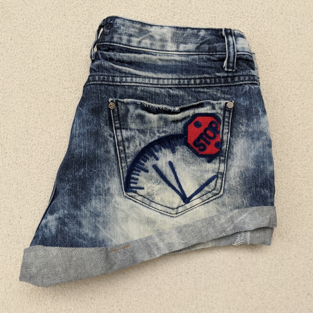 Honey Bay Blue Acid Washed Jean Shorts Women's 29